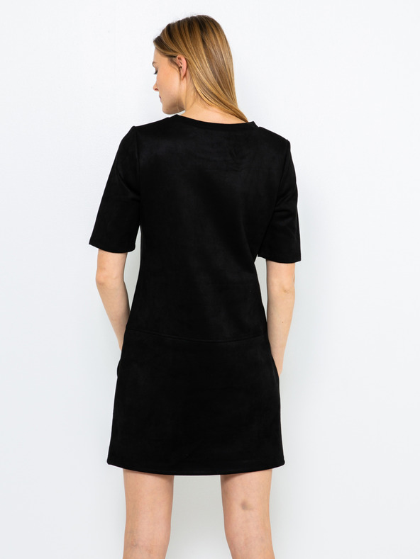 CAMAIEU Rochie din piele întoarsă neagră