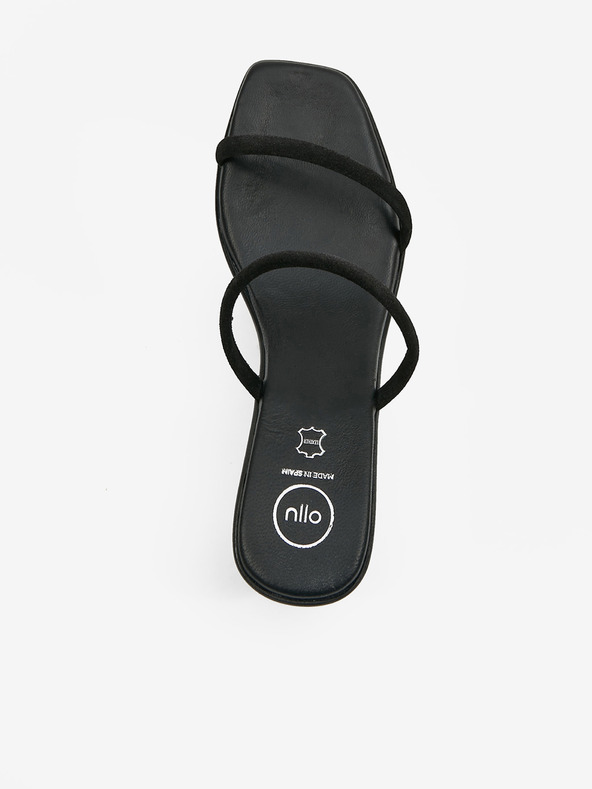 Ojju Papuci cu toc din piele negri pentru femei OJJU