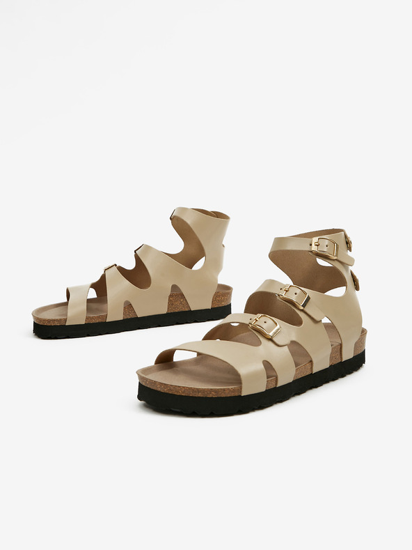 Ojju Sandale de gleznă pentru femei bej OJJU