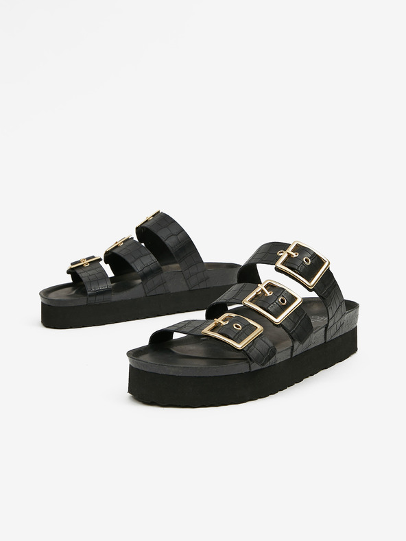 Ojju Papuci cu platformă negri OJJU