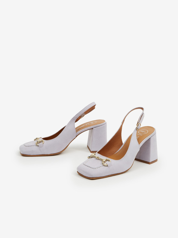 Ojju Sandale cu toc din piele de căprioară violet deschis pentru femei OJJU