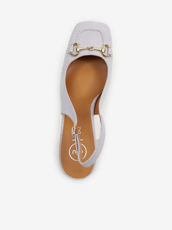 Ojju Sandale cu toc din piele de căprioară violet deschis pentru femei OJJU