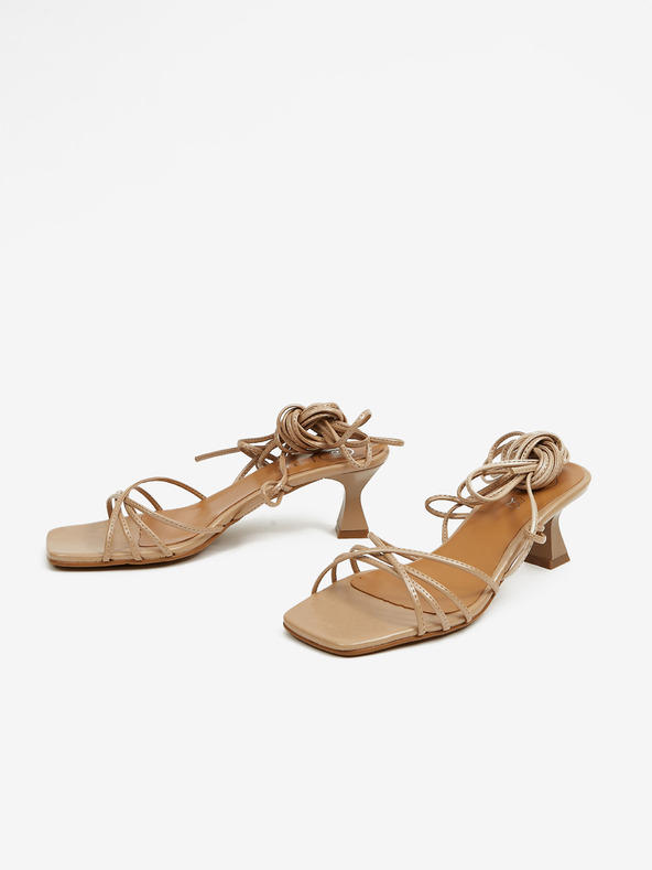 Ojju Sandale cu toc cu dantelă pentru femei bej OJJU