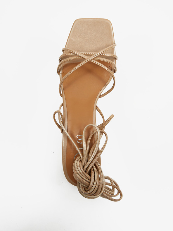 Ojju Sandale cu toc cu dantelă pentru femei bej OJJU