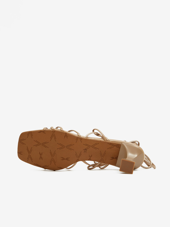 Ojju Sandale cu toc cu dantelă pentru femei bej OJJU