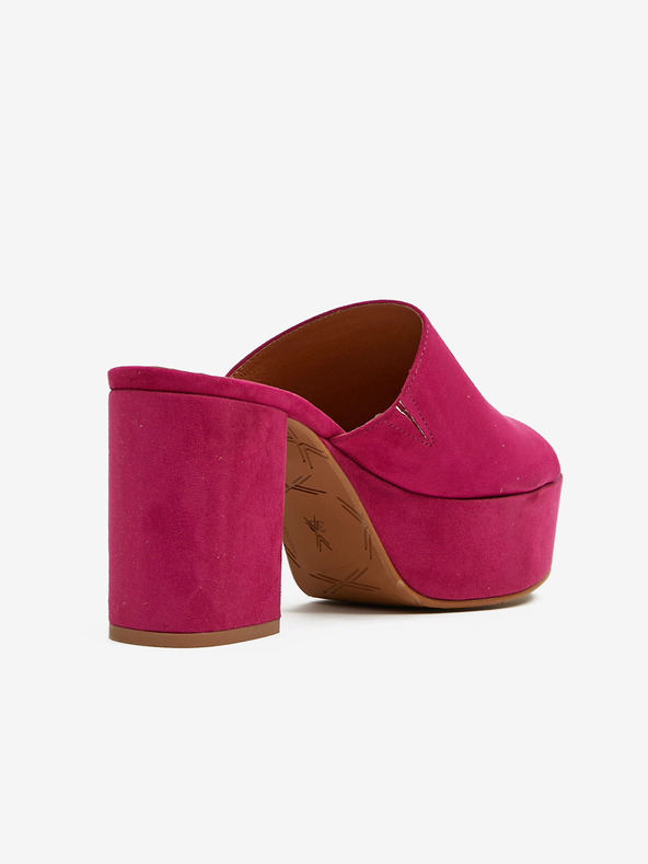 Ojju Papuci cu toc din piele întoarsă de damă roz închis OJJU