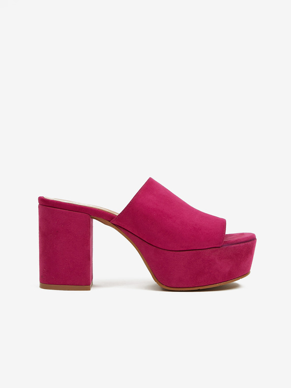 Ojju Papuci cu toc din piele întoarsă de damă roz închis OJJU