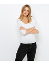 CAMAIEU Tricou alb cu mâneci 3/4 CAMAIEU