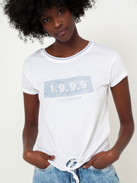 CAMAIEU Tricou alb cu inscripție și nod CAMAIEU