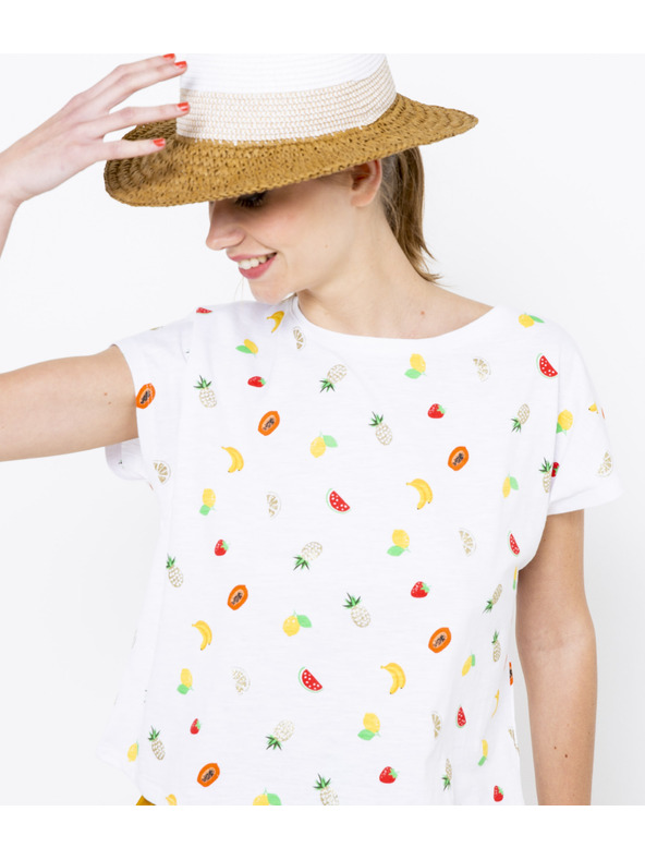 CAMAIEU Tricou alb cu model CAMAIEU