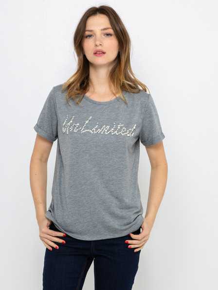 CAMAIEU Tricou gri cu inscripție CAMAIEU