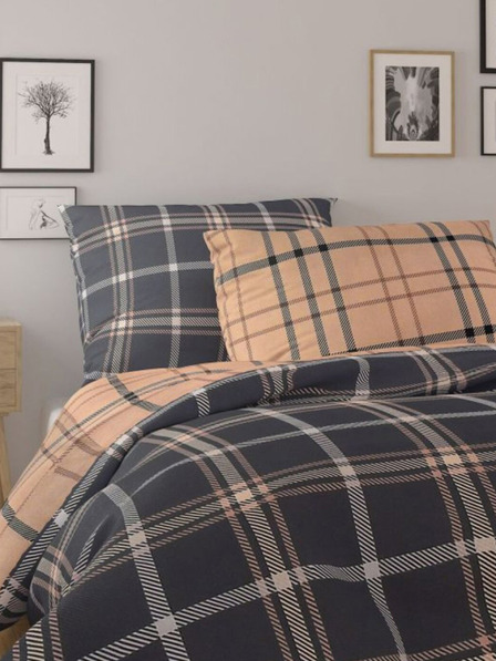 Kvalitex Lenjerie de pat din bumbac prelungită COLECȚIA NORDIC 240x220, 70x90cm CAROURI maro închis