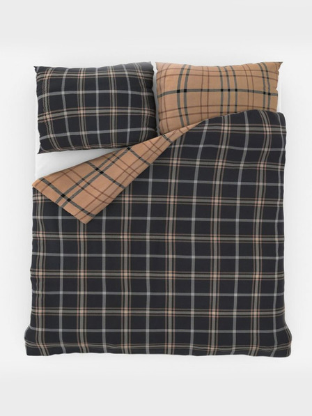Kvalitex Lenjerie de pat din bumbac prelungită COLECȚIA NORDIC 240x220, 70x90cm CAROURI maro închis