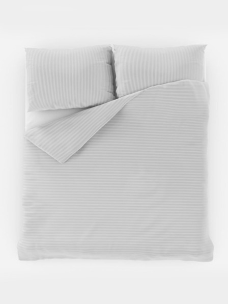 Kvalitex Lenjerie de pat satinată extinsă cu dungi 140x220, 70x90cm WHITE