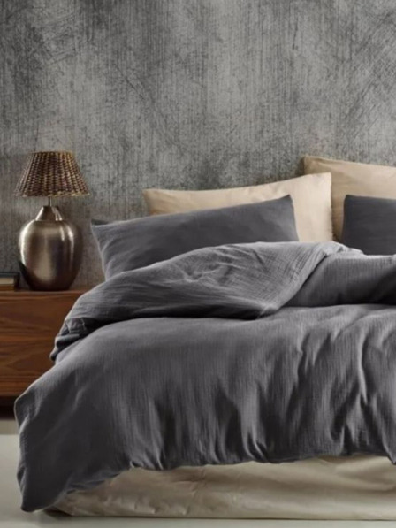 Kvalitex French Muslin Bedding 240x220, 70x90cm Dark Gray Kvalitex
