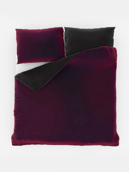 Kvalitex Lenjerie de pat din satin prelungită LUXURY COLLECTION 140x220, 70x90cm roșu-vin / negru Kvalitex