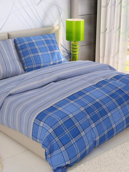 Kvalitex lenjerie de pat franceză din bumbac DELUX 220x200, 70x90cm CAMPUS albastru