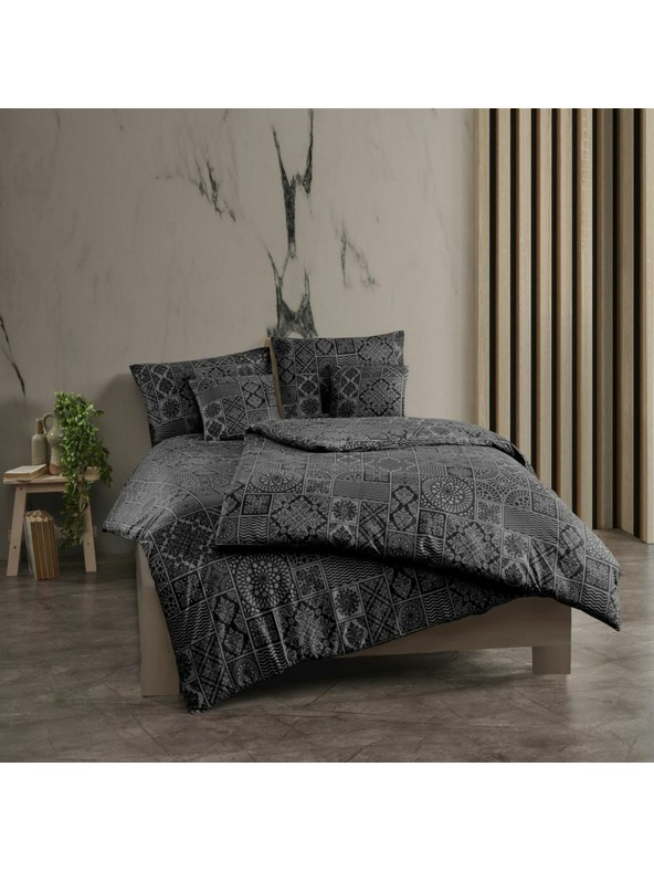 Kvalitex Lenjerie de pat din bumbac franțuzesc renforcé 220x200, 70x90cm TOKYO neagră