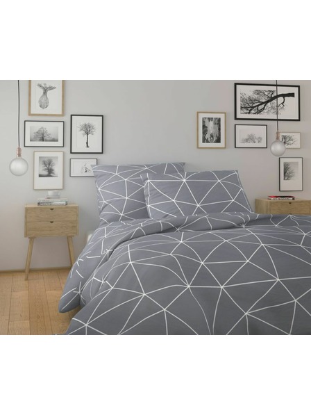 Kvalitex Lenjerie de pat din bumbac franțuzesc NORDIC COLLECTION 200x200, 70x90cm GRID gri