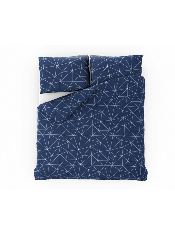 Kvalitex Lenjerie de pat din bumbac franțuzesc NORDIC COLLECTION 220x200, 70x90cm GRID albastru