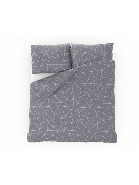 Kvalitex Lenjerie de pat din bumbac franțuzesc NORDIC COLLECTION 220x200, 70x90cm GRID gri