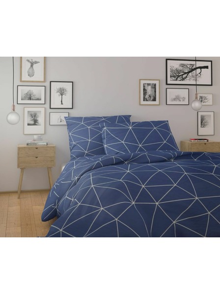 Kvalitex Lenjerie de pat din bumbac franțuzesc NORDIC COLLECTION 240x200, 70x90cm GRID albastru