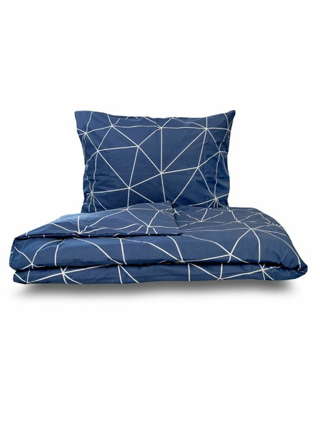 Kvalitex Lenjerie de pat din bumbac franțuzesc prelungită NORDIC COLLECTION 240x220, 70x90cm GRID albastru