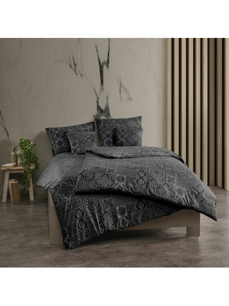 Kvalitex Lenjerie de pat din bumbac franțuzesc renforcé 240x200, 70x90cm TOKYO negru