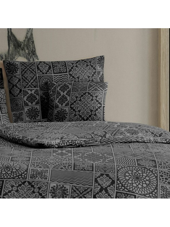 Kvalitex Lenjerie de pat din bumbac franțuzesc renforcé 240x220, 70x90cm TOKYO negru