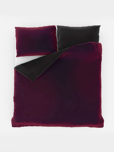 Kvalitex Lenjerie de pat din satin prelungită LUXURY COLLECTION 1+2, 240x220, 70x90cm roșu-vin / negru Kvalitex