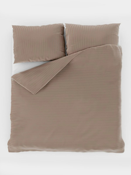 Kvalitex Lenjerie de pat din satin cu dungi 1+2, 200x200, 70x90cm bej Kvalitex