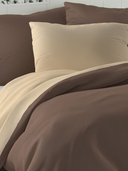 Kvalitex Lenjerie de pat din satin francez LUXURY COLLECTION 1+2, 240x220, 70x90cm maro închis / bej