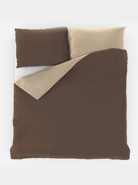 Kvalitex Lenjerie de pat din satin francez LUXURY COLLECTION 1+2, 240x220, 70x90cm maro închis / bej
