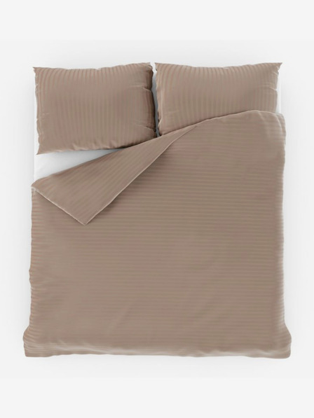 Kvalitex Lenjerie de pat din satin în dungi stil franțuzesc 1+2, 240x200, 70x90cm bej Kvalitex