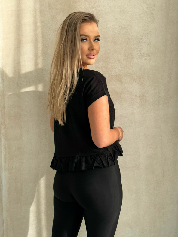 Edoti Tricou cu volane - negru