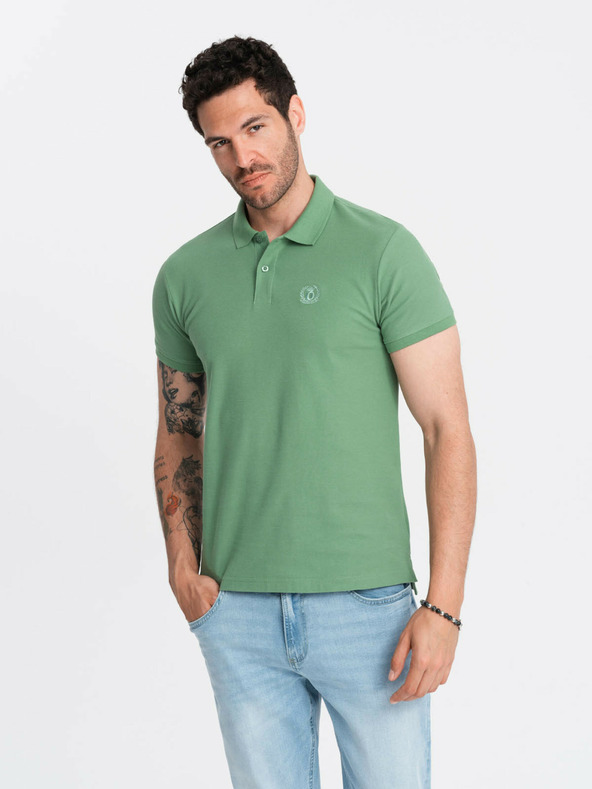 Ombre Clothing Tricou polo basic verde Ombre Clothing pentru bărbați