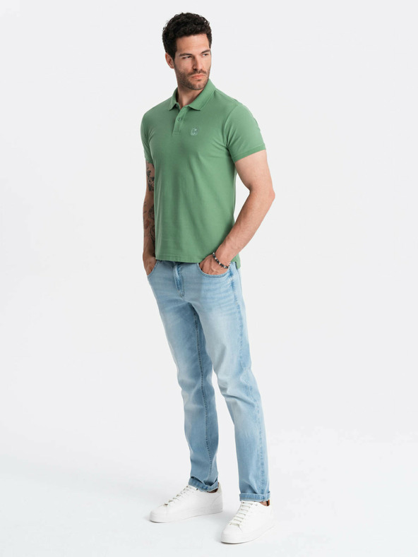 Ombre Clothing Tricou polo basic verde Ombre Clothing pentru bărbați