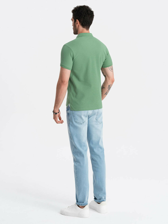 Ombre Clothing Tricou polo basic verde Ombre Clothing pentru bărbați