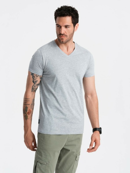 Ombre Clothing Tricou de bază cu gât rotund din bumbac gri pentru bărbați Ombre Clothing