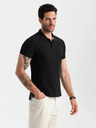 Ombre Clothing Tricou polo basic negru pentru bărbați Ombre Clothing