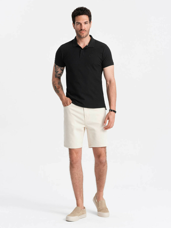 Ombre Clothing Tricou polo basic negru pentru bărbați Ombre Clothing