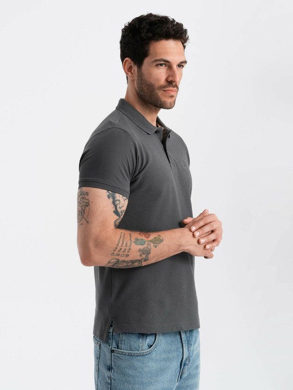 Ombre Clothing Tricou polo de bază pentru bărbați gri Ombre Clothing