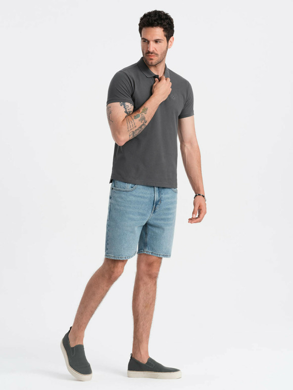 Ombre Clothing Tricou polo de bază pentru bărbați gri Ombre Clothing