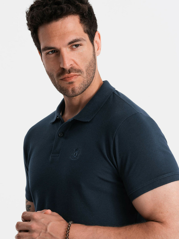 Ombre Clothing Tricou polo basic albastru închis pentru bărbați Ombre Clothing