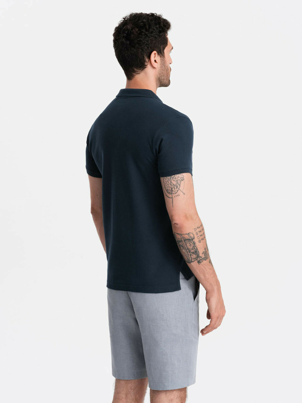 Ombre Clothing Tricou polo basic albastru închis pentru bărbați Ombre Clothing