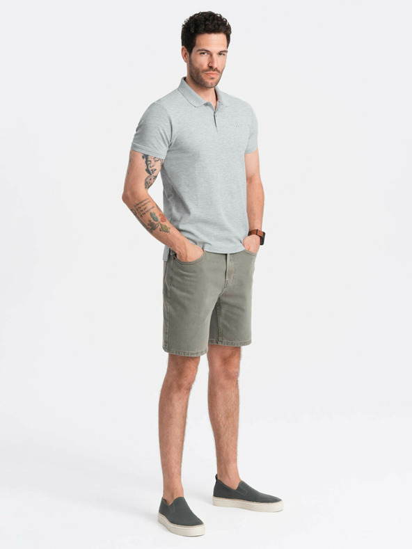 Ombre Clothing Tricou polo basic gri deschis pentru bărbați Ombre Clothing