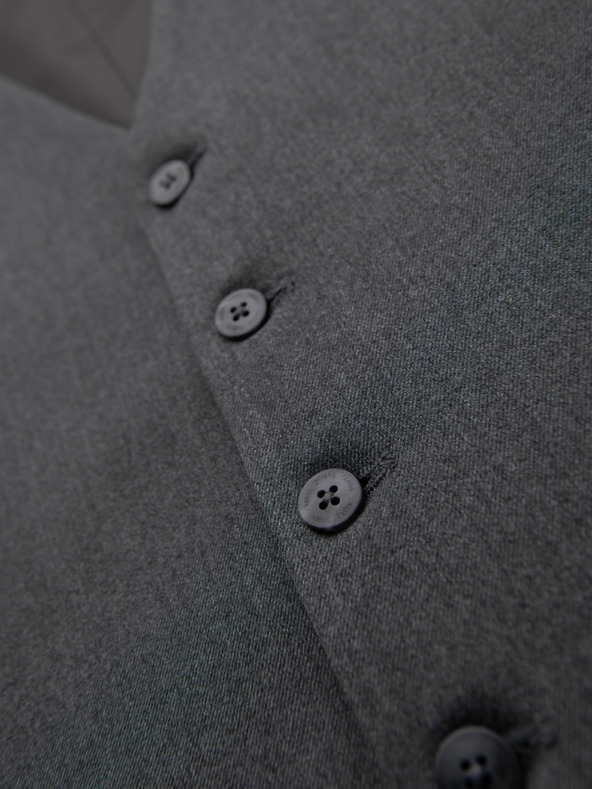 Ombre Clothing Vestă gri de costum pentru bărbați cu detalii clasice și căptușeală