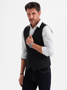 Ombre Clothing Vestă neagră de costum pentru bărbați cu detalii clasice și căptușeală