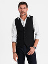 Ombre Clothing Vestă neagră de costum pentru bărbați cu detalii clasice și căptușeală
