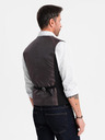 Ombre Clothing Vestă neagră de costum pentru bărbați cu detalii clasice și căptușeală